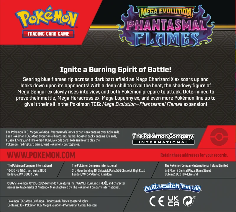 Pokemon Mega Evolution Phantasmal Flames Booster Box (36 Packs)
