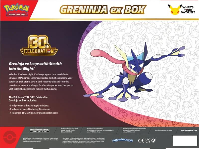 Pokemon 30th Celebration Greninja EX Collection Box